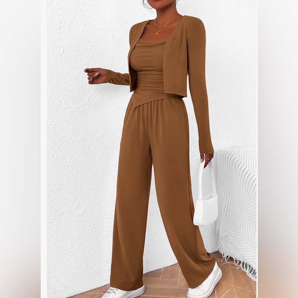 Chic Tan Women's Wide Leg Jumpsuit